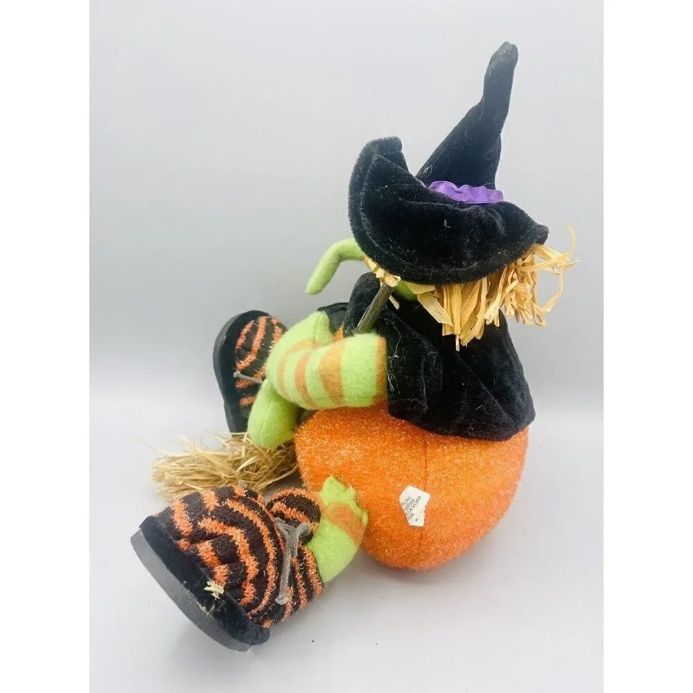 Halloween Witch Shelf Sitter 10” Decor Plush Green